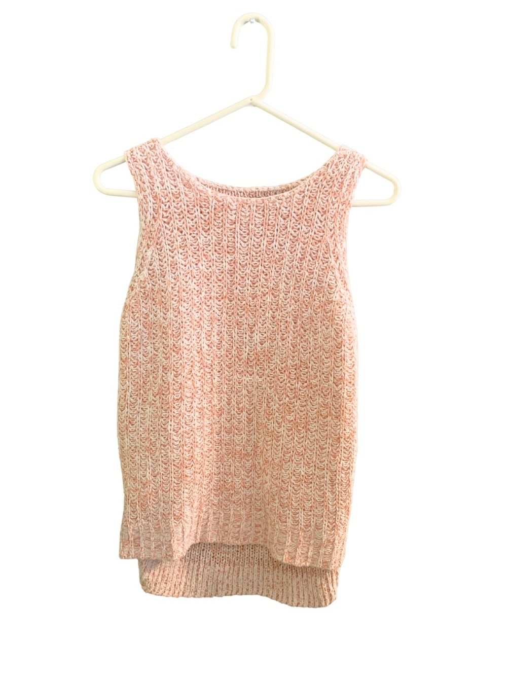NYDJ Cotton Knit Orange Texture Crochet Sleeveless Sweater Top Coastal Fisherman